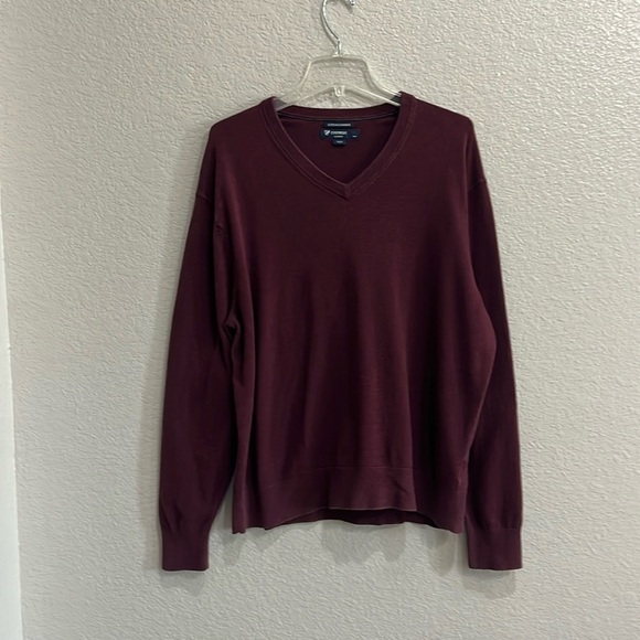 Cremieux classics pebbled burgundy cotton cashmere blend mens sweater Large - Picture 1 of 10
